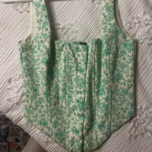 Zara Green Floral Corset Top